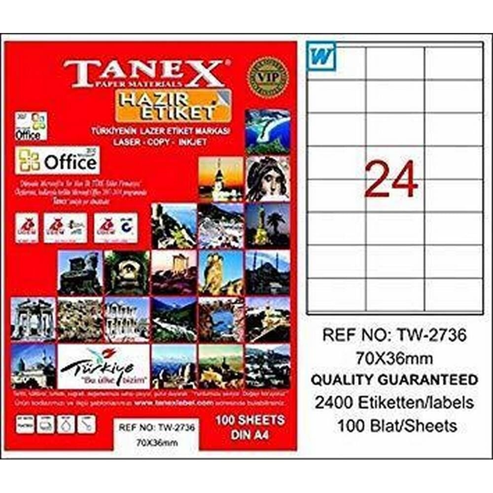 Tanex TW-2736 70x36 mm Laser Etiket
