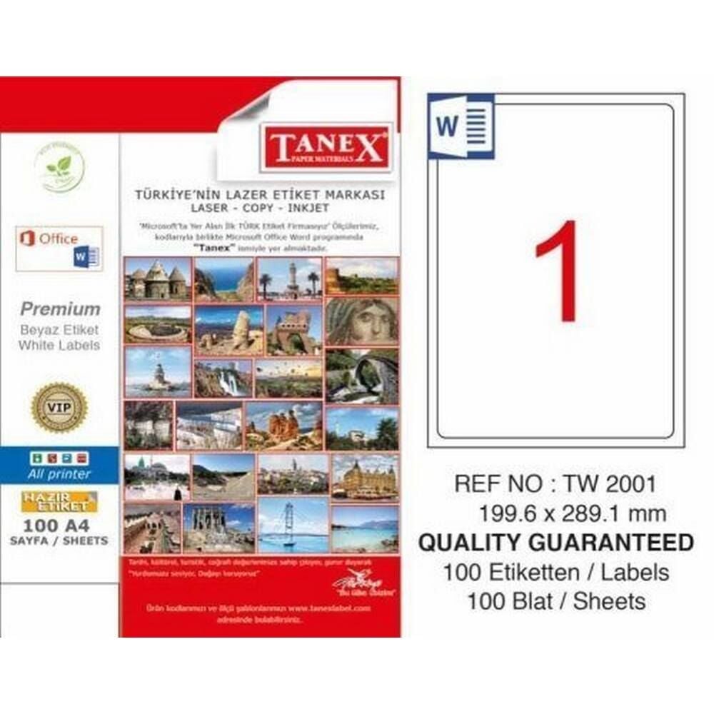 Tanex TW-2001 199.6x289.1 mm Laser Etiket