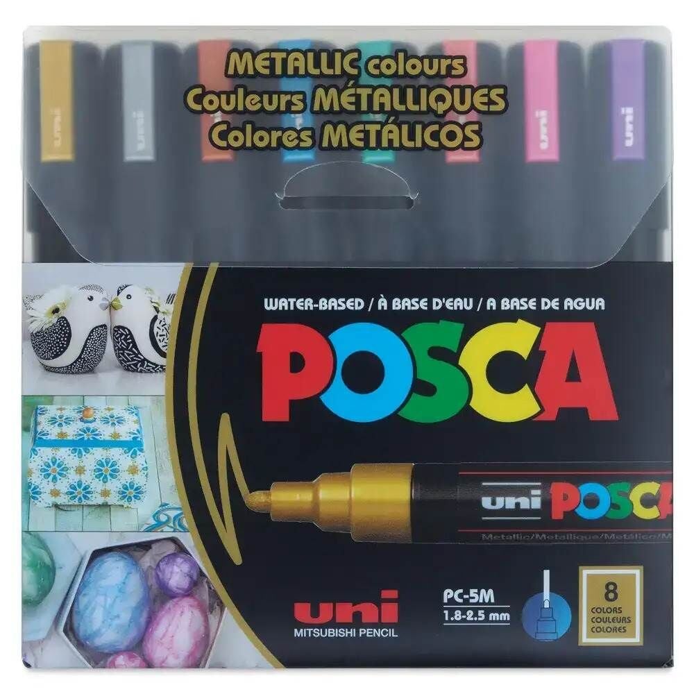 Uniball Posca Boyama Markörü Metalik Renkler PC-5M 1.8-2.5 mm 8 Renk