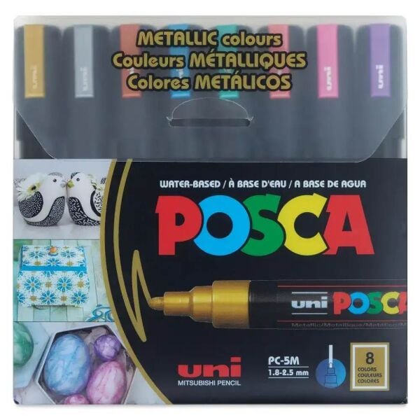 Uniball Posca Boyama Markörü Metalik Renkler PC-5M 1.8-2.5 mm 8 Renk