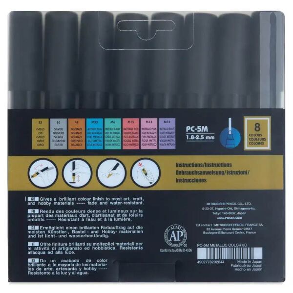 Uniball Posca Boyama Markörü Metalik Renkler PC-5M 1.8-2.5 mm 8 Renk