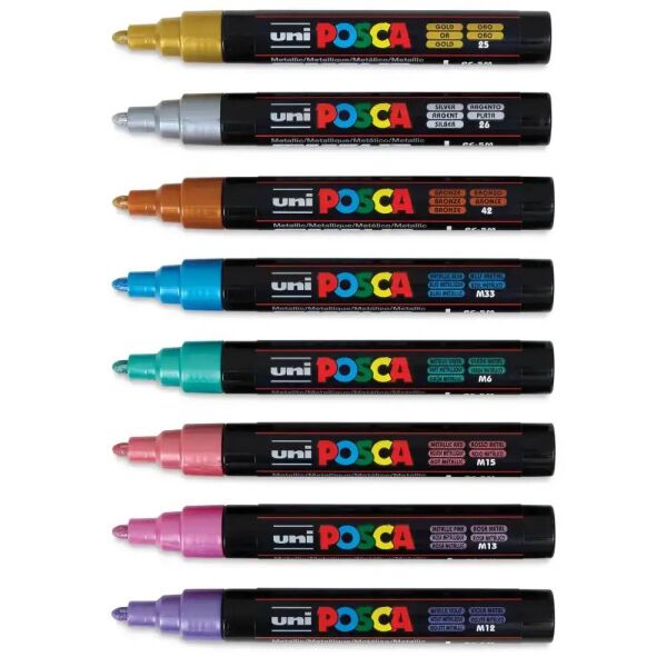 Uniball Posca Boyama Markörü Metalik Renkler PC-5M 1.8-2.5 mm 8 Renk