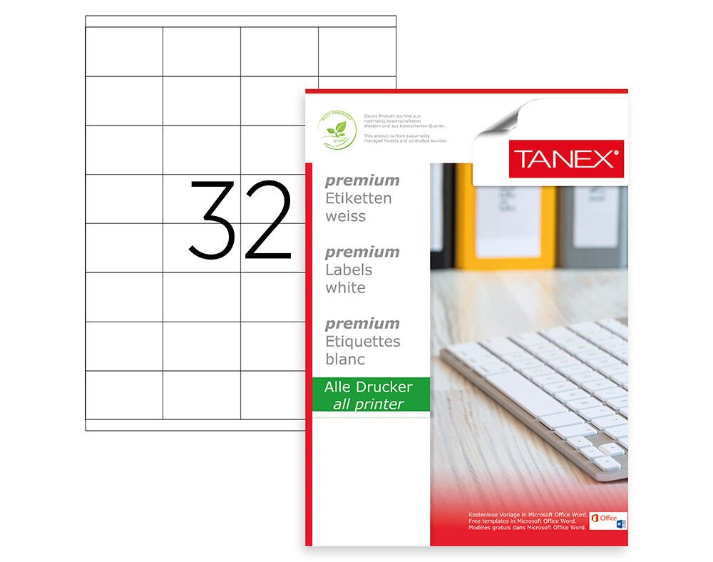 Tanex TW-2032 52.5x35 mm Laser Etiket