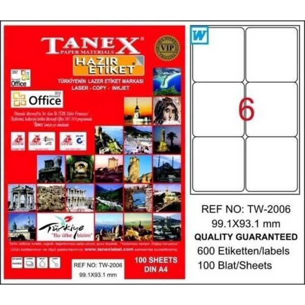 Tanex TW-2006 99.1x93.1 mm Laser Etiket