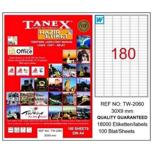 Tanex TW-2060 30x9 mm Laser Etiket