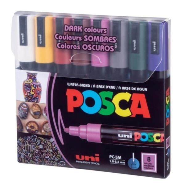 Uniball Posca Boyama Markörü Koyu Renkler PC-5M 1.8-2.5 mm 8 Renk