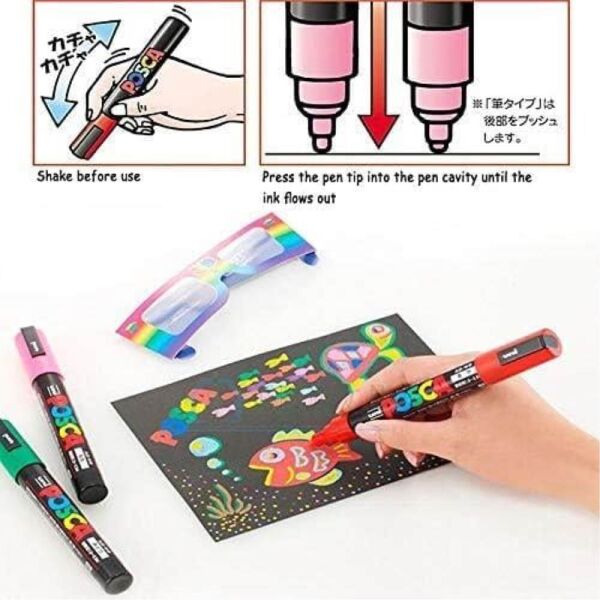 Uniball Posca Boyama Markörü Koyu Renkler PC-5M 1.8-2.5 mm 8 Renk