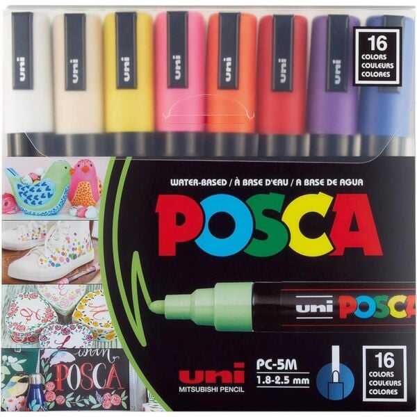 Uniball Posca Boyama Markörü Ana Renkler PC-5M 1.8-2.5 mm 16 Renk
