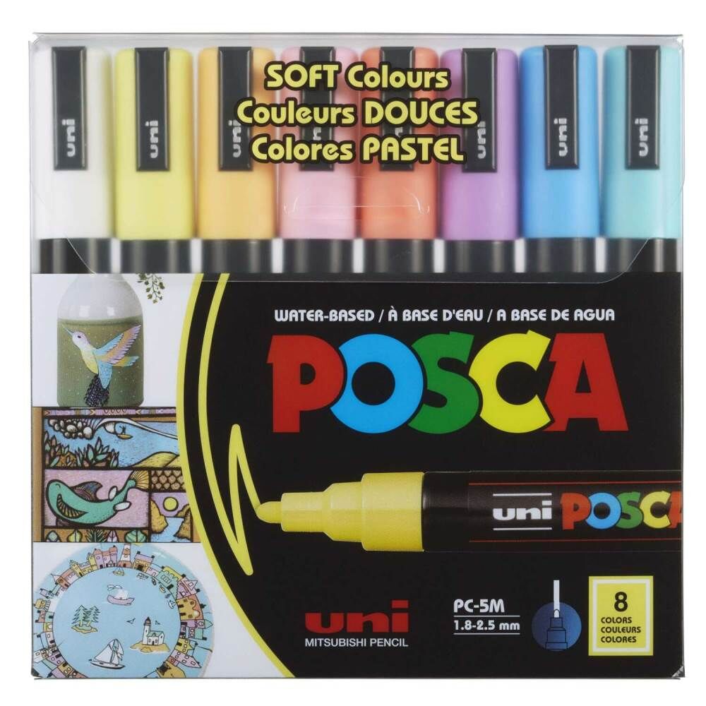 Uniball Posca Boyama Markörü Soft Renkler PC-5M 1.8-2.5 mm 8 Renk