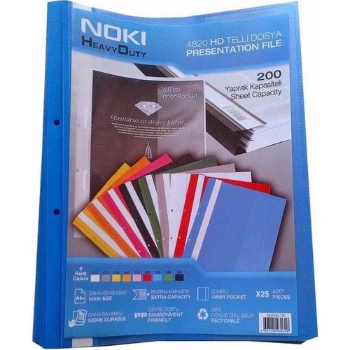 Noki Plastik Telli Dosya HD 25 li Mavi 4826HD-130