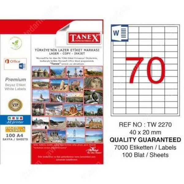 Tanex TW-2270 40x20 mm Laser Etiket