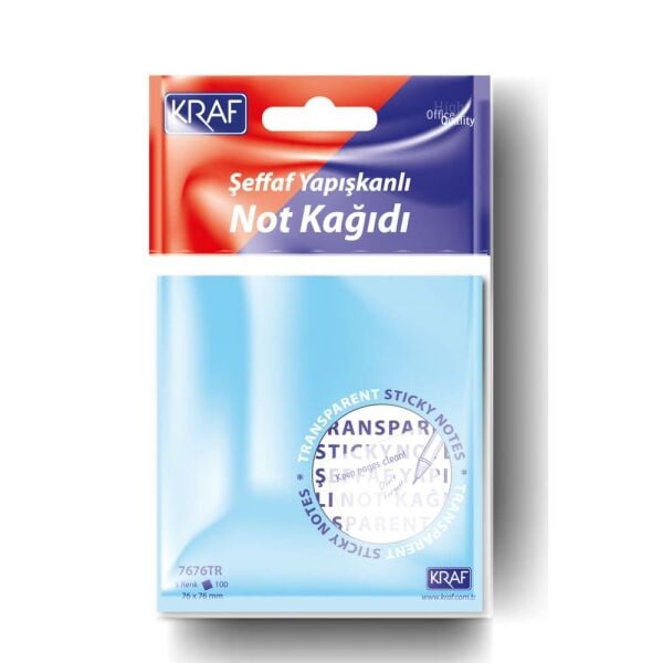 Kraf Yapışkanlı Not Kağıdı 76X76 100 Yp Şeffaf Karışık 7676Tr
