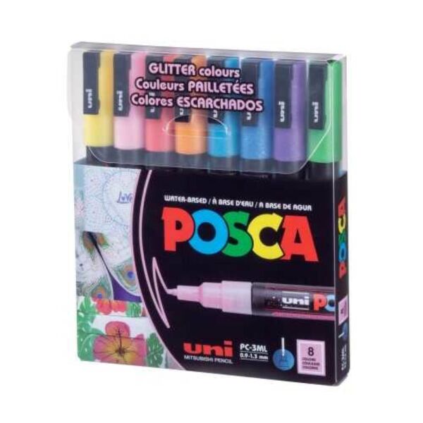 Uniball Posca Boyama Markörü Simli PC-3ML 0.9-1.3 mm 8 Renk