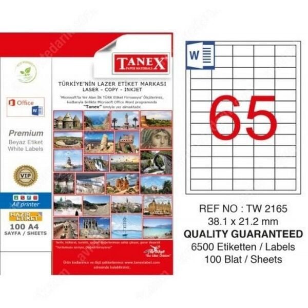 Tanex Tw-2165 38.1x21.2 mm Laser Etiket