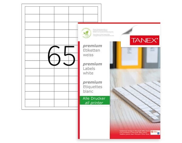 Tanex Tw-2165 38.1x21.2 mm Laser Etiket