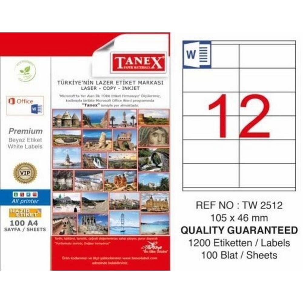 Tanex TW-2512 105x46 mm Laser Etiket