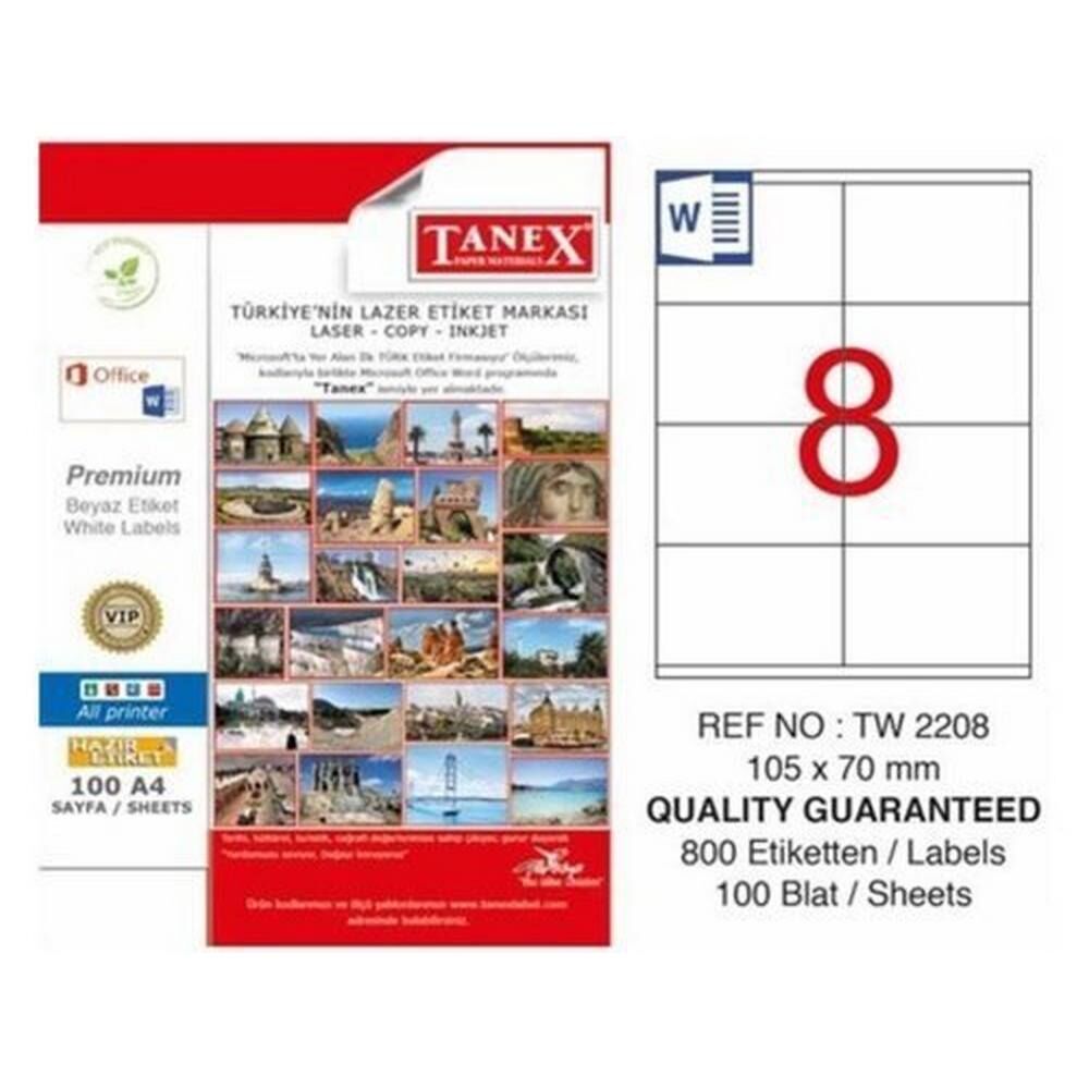 Tanex TW-2208 105x70 mm Laser Etiket