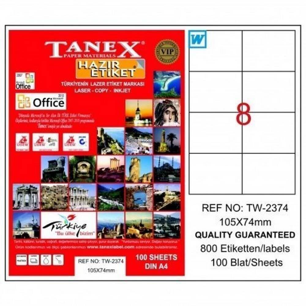 Tanex TW-2374 104x74 mm Laser Etiket