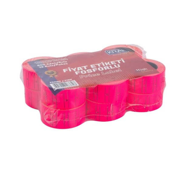 Kraf Motex Etiket 12X21 Mm Fosforlu Pembe