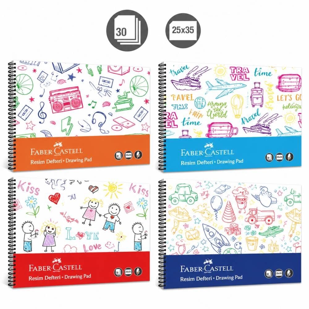 Faber Castell 25x35 30 Yaprak Plastik Kapak 120 gr Spiralli Resim Defteri