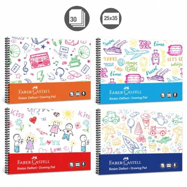 Faber Castell 25x35 30 Yaprak Plastik Kapak 120 gr Spiralli Resim Defteri