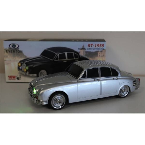 EVERTON RT-1958 Gümüş (Silver) Arabalı  Bluetooth Fm-Usb-Tf-Aux Şarjlı Nostaljik Radyo