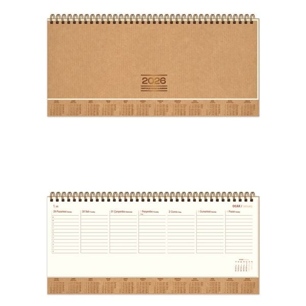 Keskin 2026 Spiralli Haftalık Masa Ajandası Kraf AJ-82