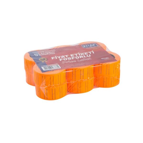 Kraf Motex Etiket 12X21 Mm Fosforlu Turuncu