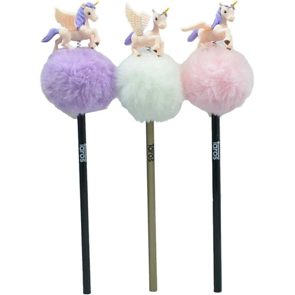 Taros Unic Color Unicorn Tepeli Pon Pon Başlıklı Kurşun Kalem 7772