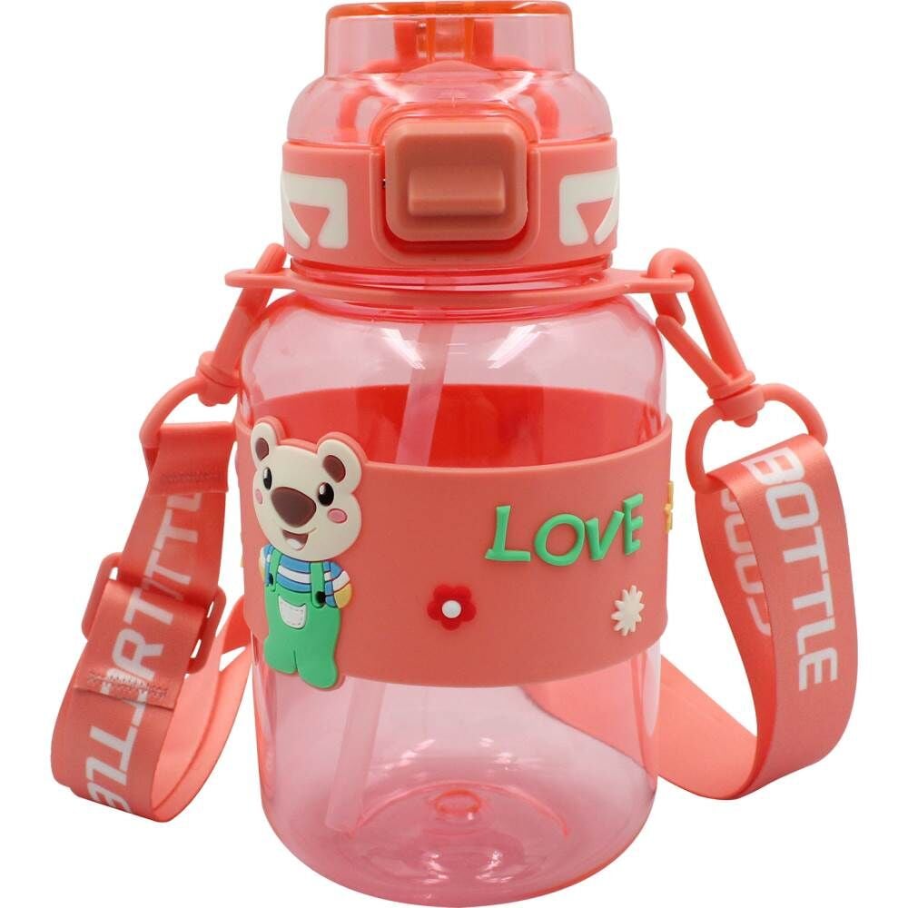 Noki Kids Tritan Pipetli Silikon Kemerli 800 ml Petg Matara T0118-040 Turuncu