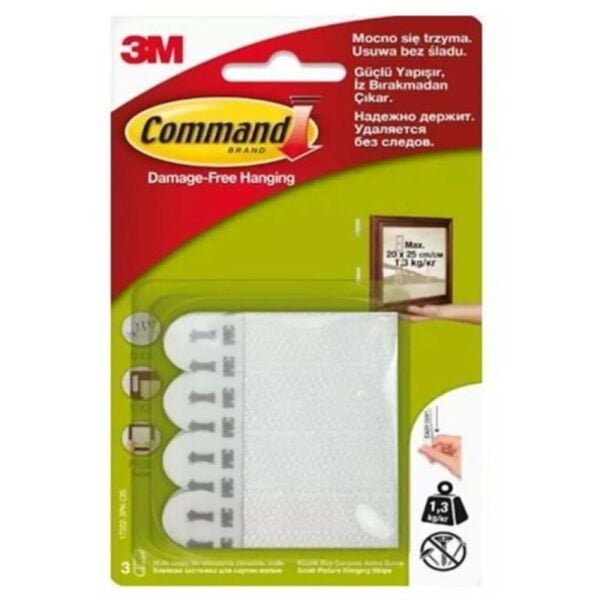 3M Command Askı Cırt Cırt Bant Küçük Boy 3Lü 17202-3Pk