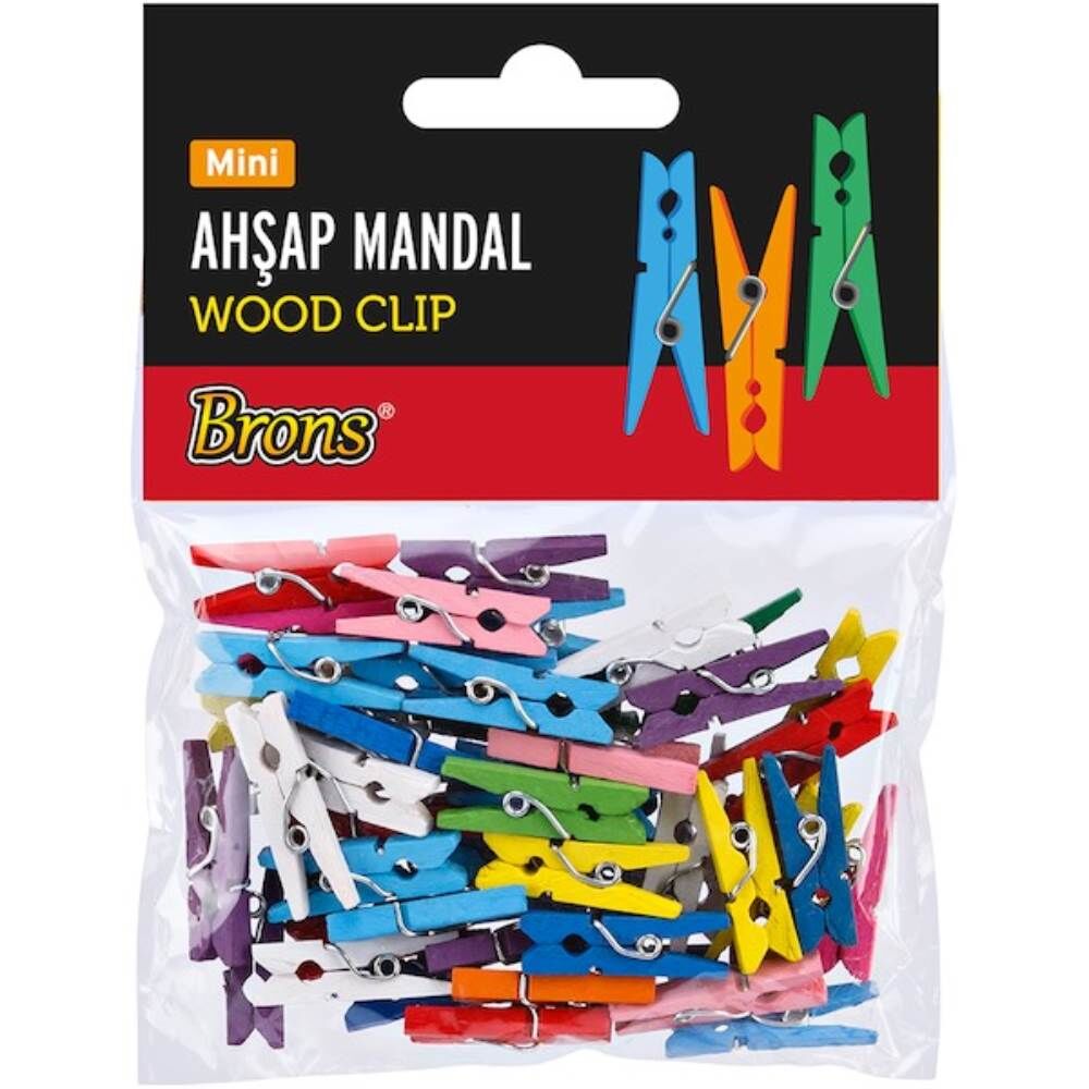 Brons Ahşap Mandal Mini Renkli BR-908