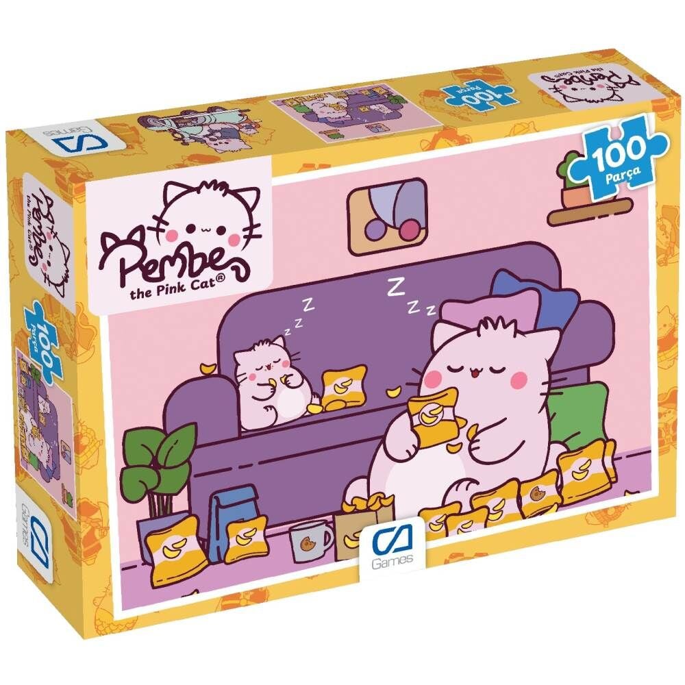 Pembe Kedi 5337 100 Parça Puzzle