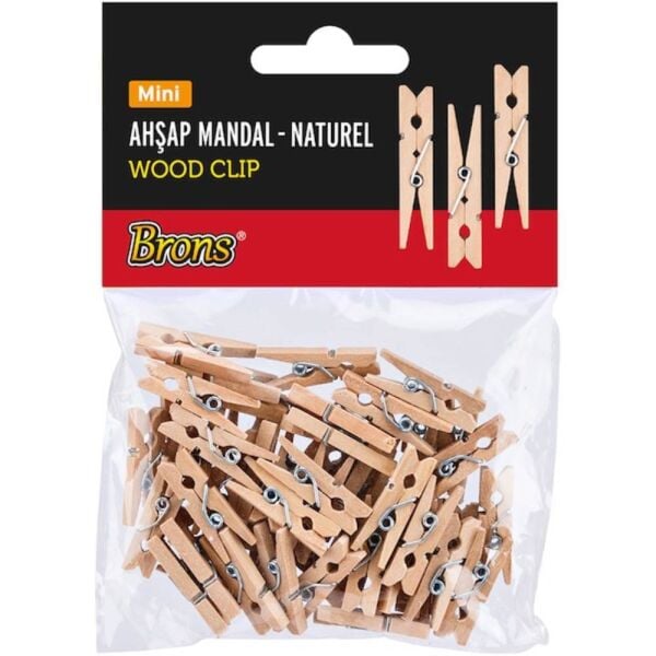 Brons Ahşap Mandal Mini Naturel BR-909