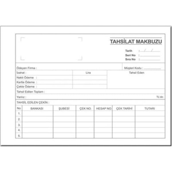 Sim Tahsilat Makbuzu 2 Nüsha