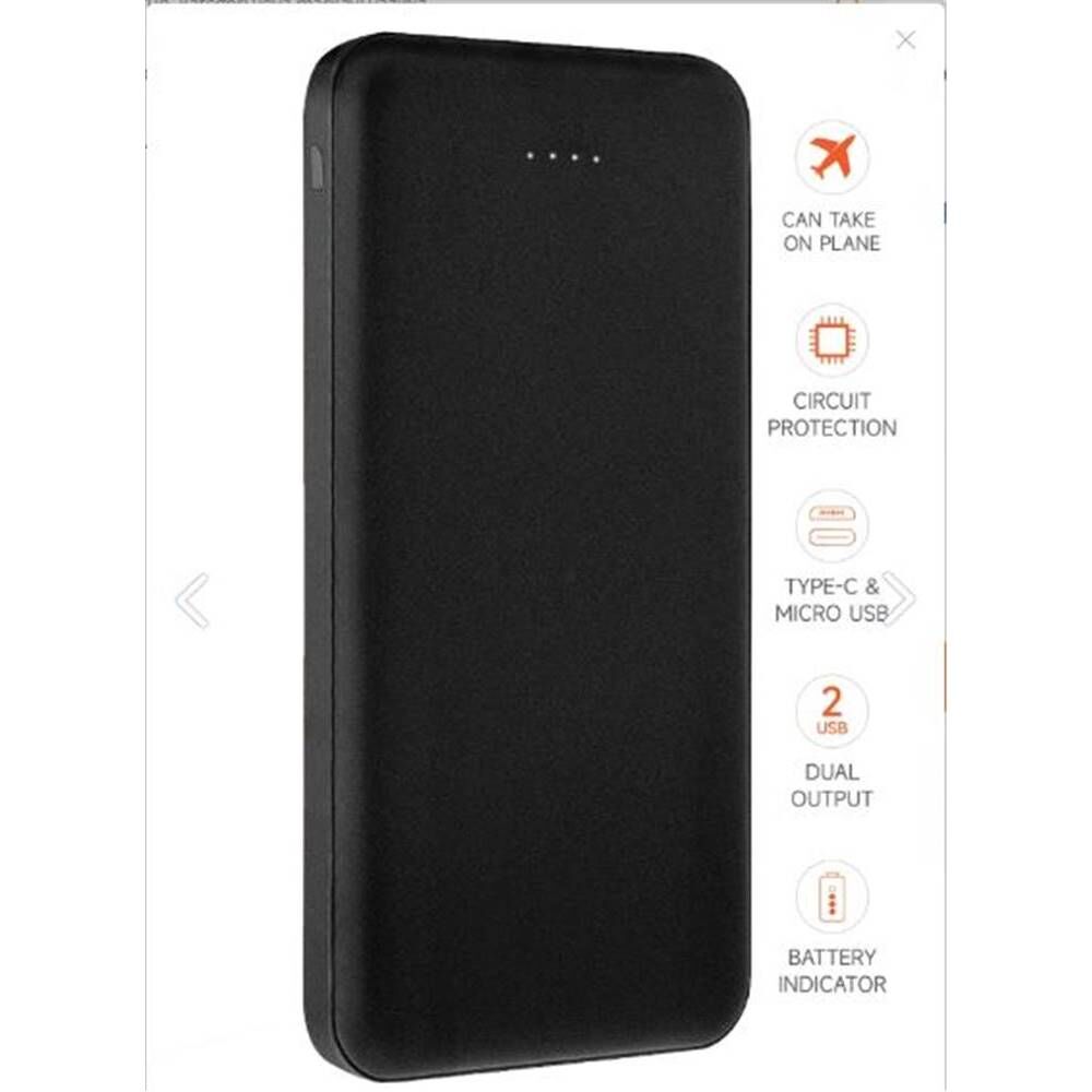 SnapMax SNP-3001 Siyah 10.000 mah Powerbank 2x USB Çıkışlı 1 Type-C ve 1 Micro Girişli