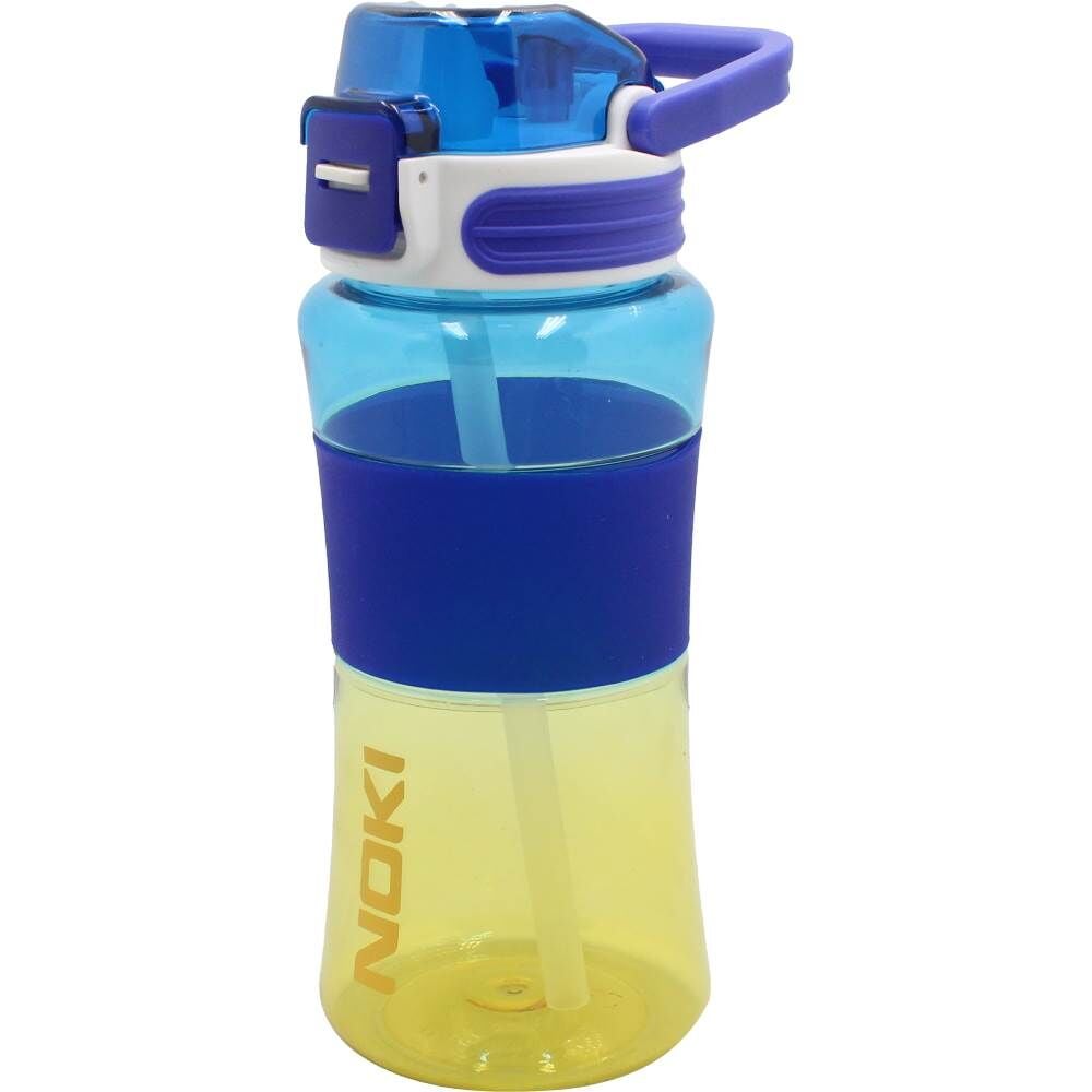 Noki Tritan Pipetli Silikon Kemerli 700 ml Matara T0115-130 Mavi Sarı