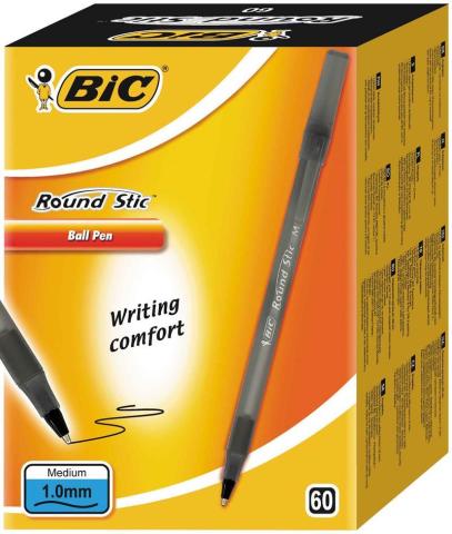 Bic Round Stick Tükenmez Kalem 1.0 mm 60 lı Siyah 920568