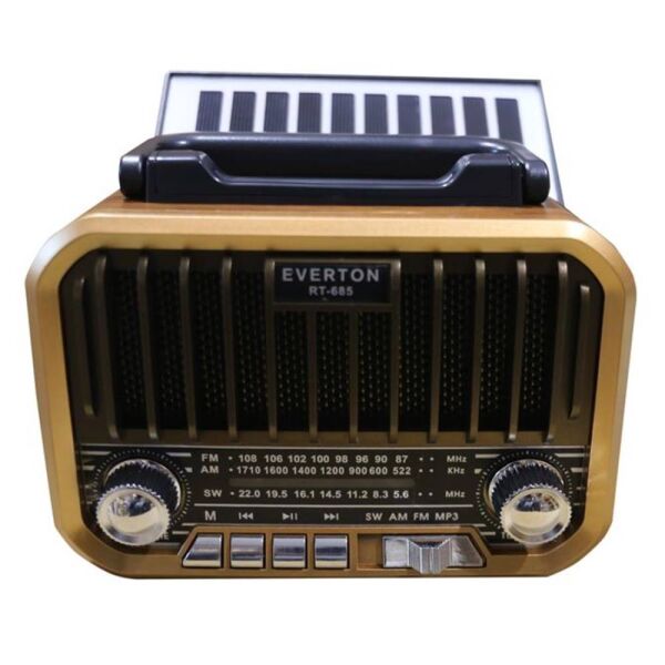 Everton RT-685  Şarjlı,Solarlı  Nostaljik Radyo ( Bluetooth-USB-SD-FM)