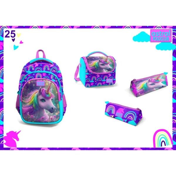 Astral Premium 3 lü Unicorn Kız İlkokul Çantası 04405