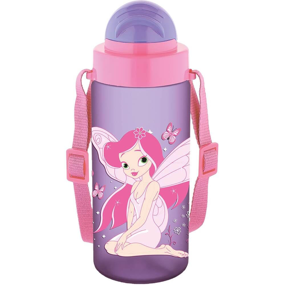 Noki Kids Tritan Desenli Soft Touch 500 ml Pipetli Matara T0106-100 Koyu Pembe