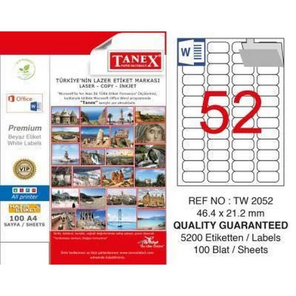 Tanex TW-2052 46.4x21.2 mm Laser Etiket