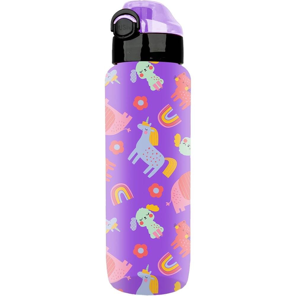 Noki Kids Tritan Desenli Soft Touch 550 ml Pipetli Matara T0101-100 Mor