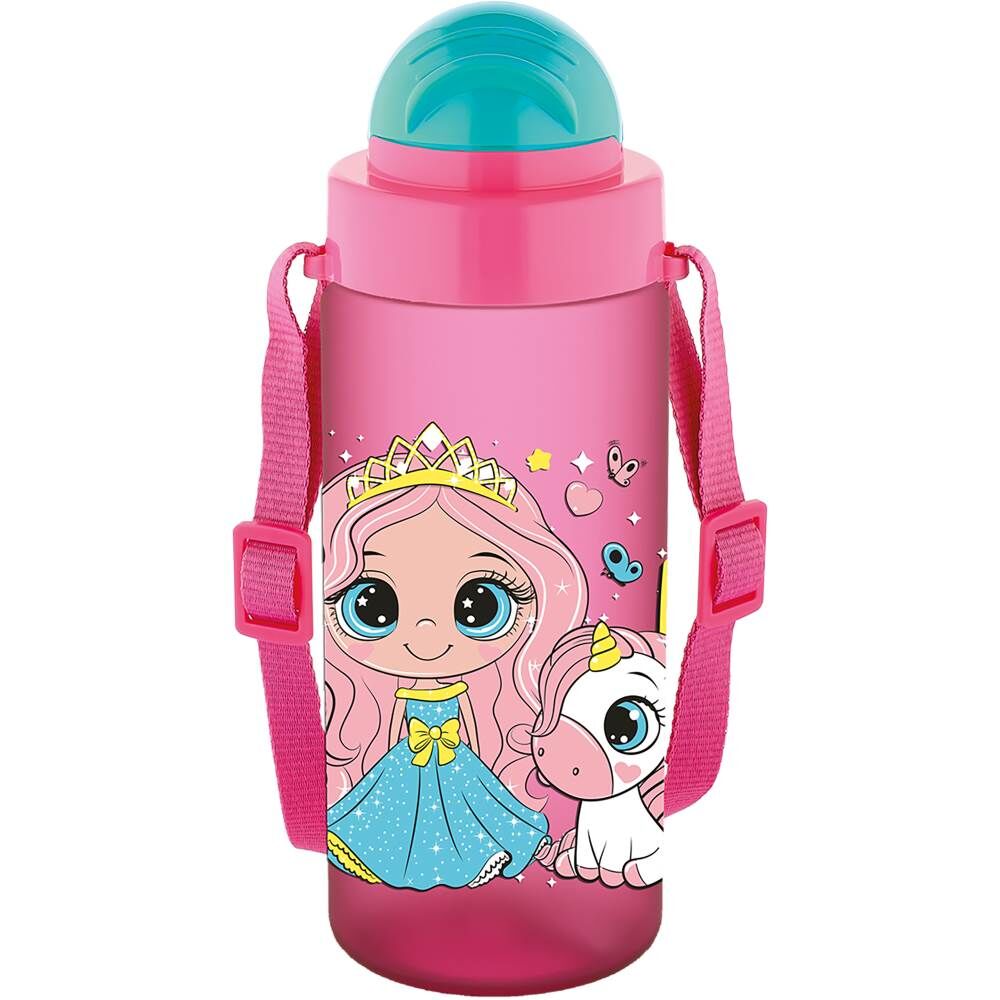 Noki Kids Tritan Desenli Soft Touch 500 ml Pipetli Matara T0106-060 Pembe