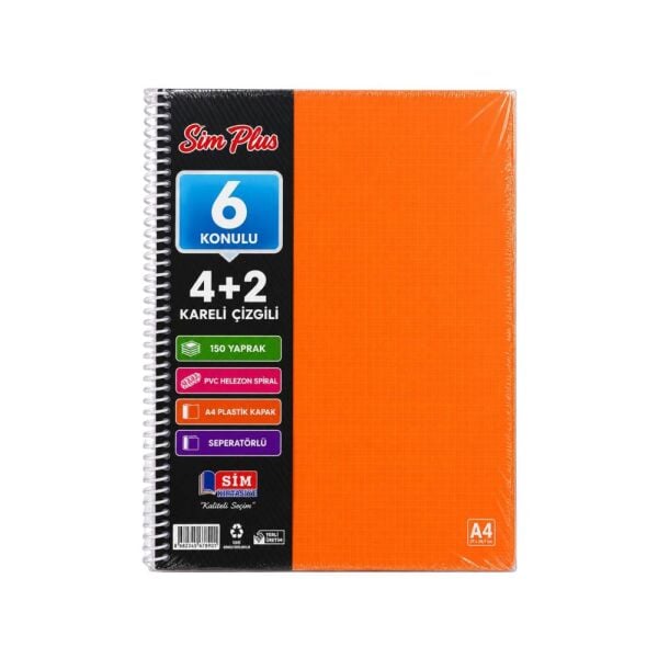 Sim A4 150 Yaprak 4+2 Seperatörlü Defter 2104