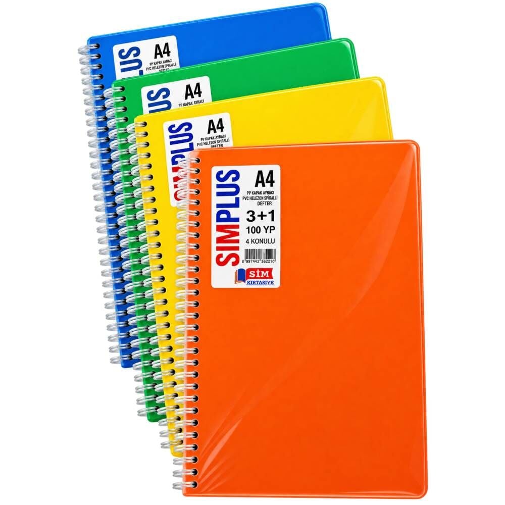 Sim A4 100 Yaprak 3+1 Seperatörlü Defter 2210