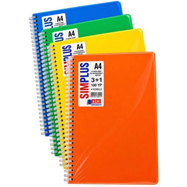 Sim A4 100 Yaprak 3+1 Seperatörlü Defter 2210