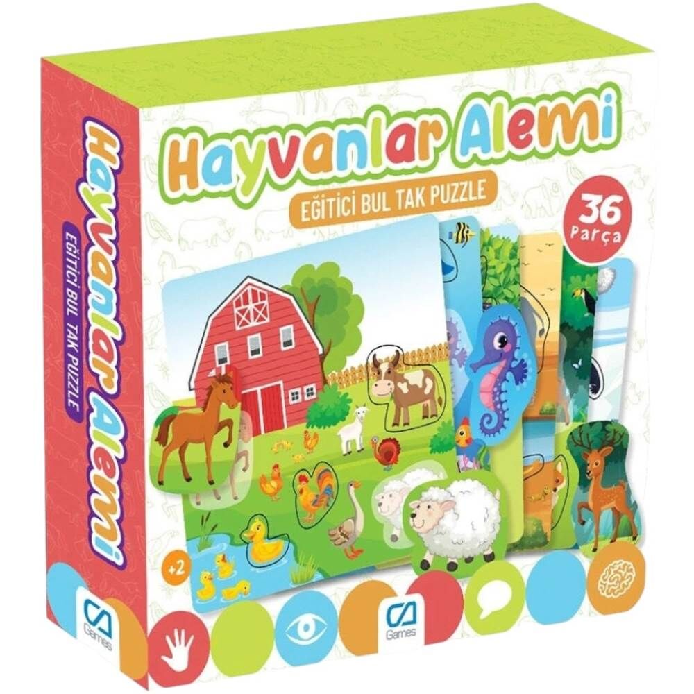 CA Games 5146 Hayvanlar Alemi 36 Parca Eğitici Bul Tak Puzzle
