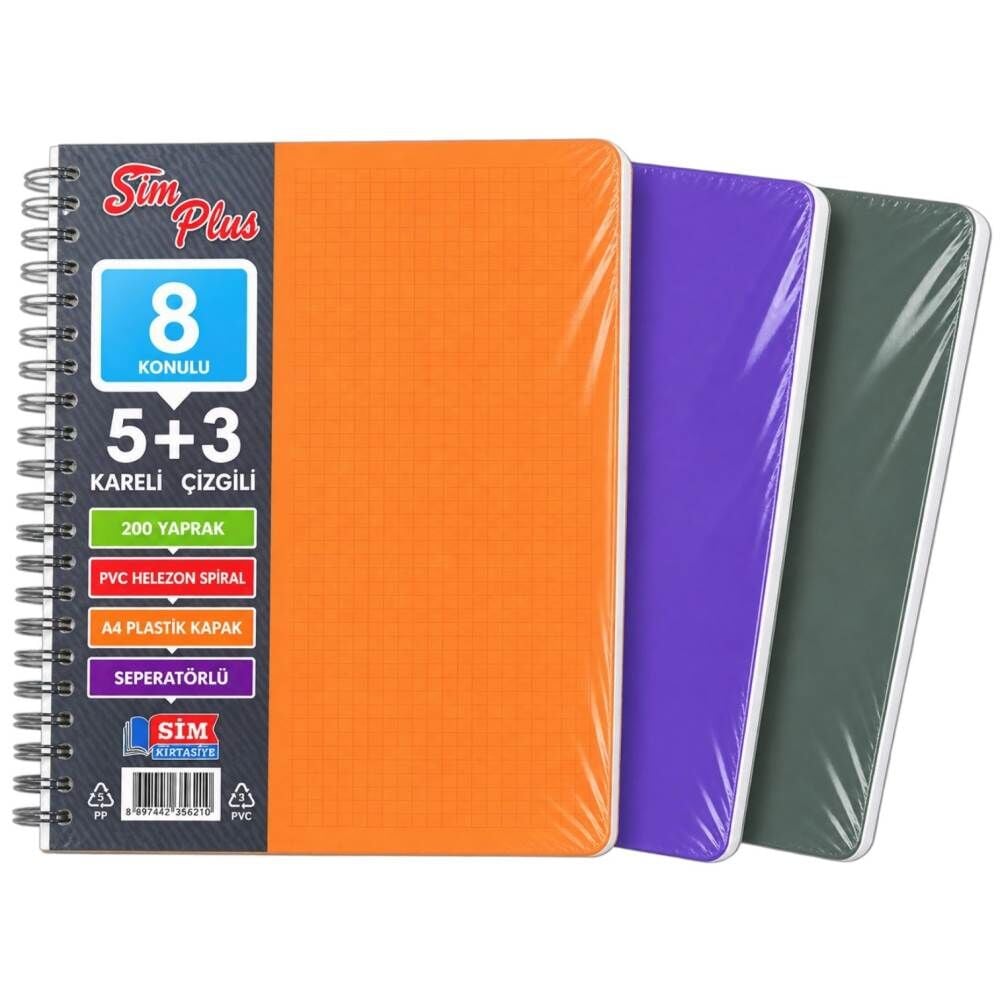 Sim A4 200 Yaprak 5+3 Seperatörlü Defter 2081