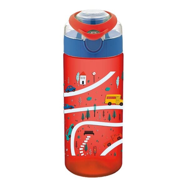 Noki Kids Tritan Desenli Soft Touch 500 ml Matara T0108-080 Kırmızı